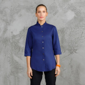 Рубашка китель с прямой застежкой синяя женская